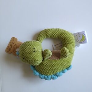 Animal adventure 2020 plush rattle dinosaur lizard baby toy green tan NEW